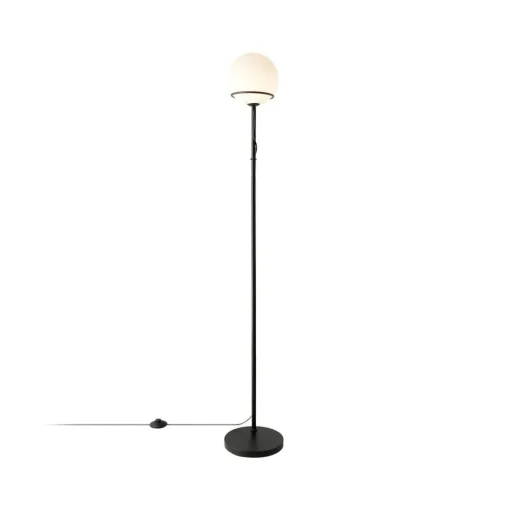 Nordlux Wilson gulvlampe, metall, svart, kuppelskjerm i glass Clearance