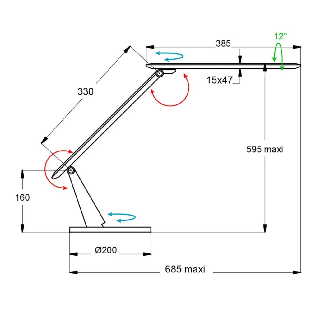 Aluminor Zig LED-skrivebordslampe med kontrollpanel svart| Kontorbelysning|Bordlamper